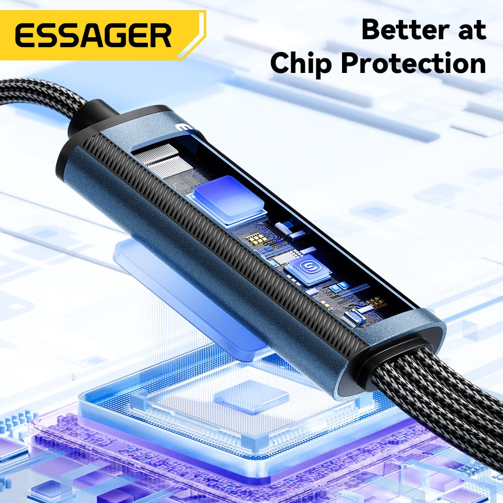 Essager 100W Cable USB C to Type C to Lighting PD Fast Charger Data 3 in 1 Quick Charging Cord - Supersell