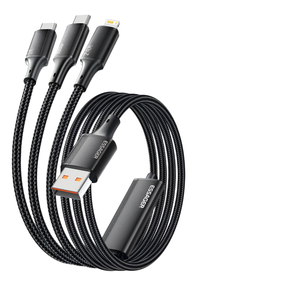 Essager 100W Cable USB C to Type C to Lighting PD Fast Charger Data 3 in 1 Quick Charging Cord - Supersell