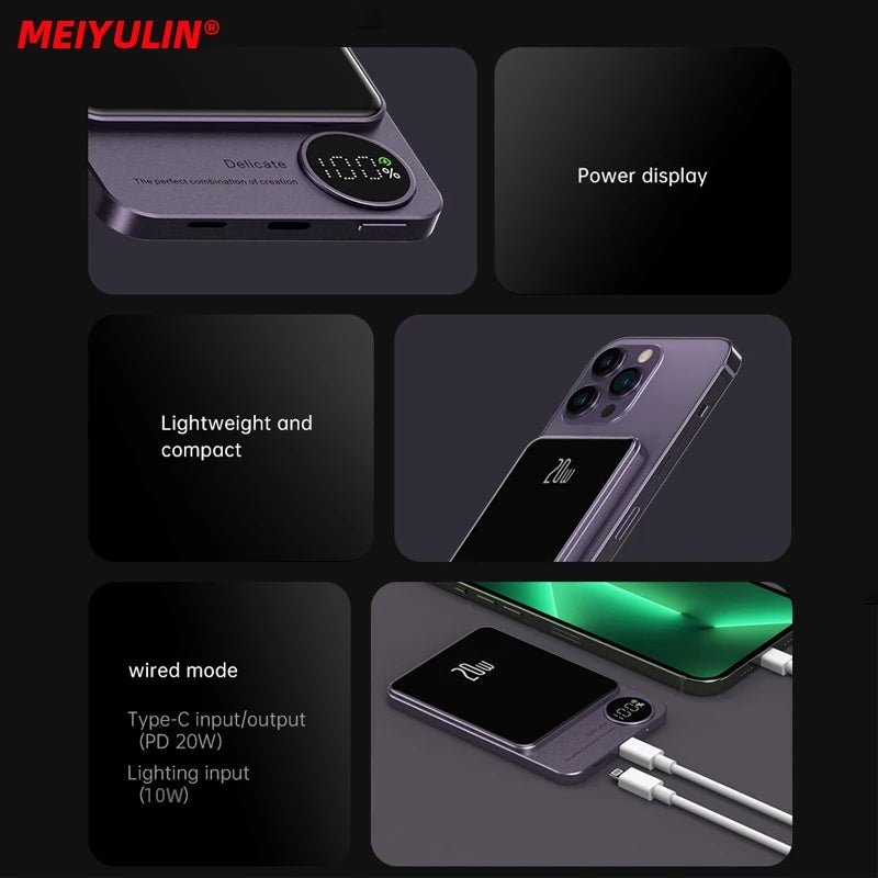 10000mAh Magnetic Wireless Power Bank Portable PD 20W Fast Charging - Supersell