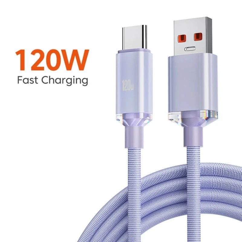 120W 6A Fast Charge USB Type C Quick Charge Cable For Smartphones