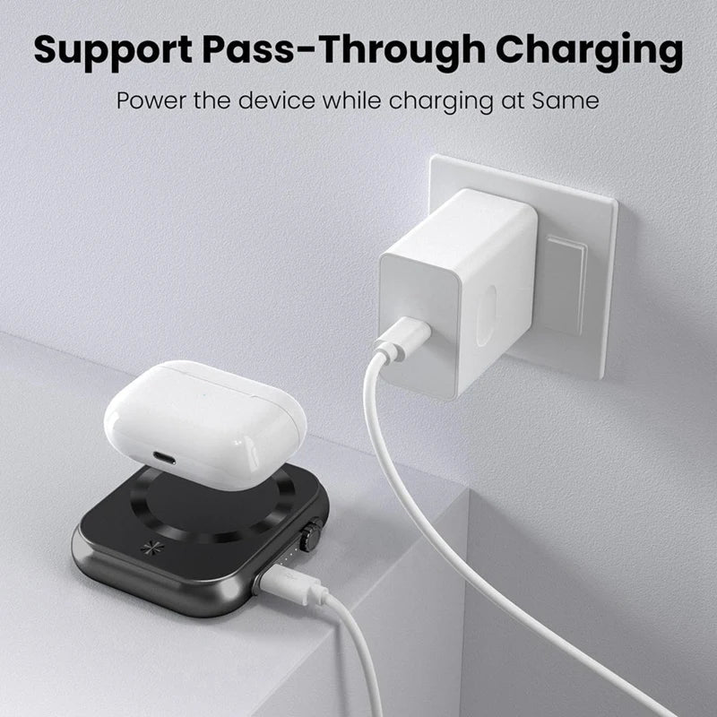 3 - In - 1 Magnetic Power Bank 5000Mah 22.5W Portable Magsafe Wireless Charger - Supersell