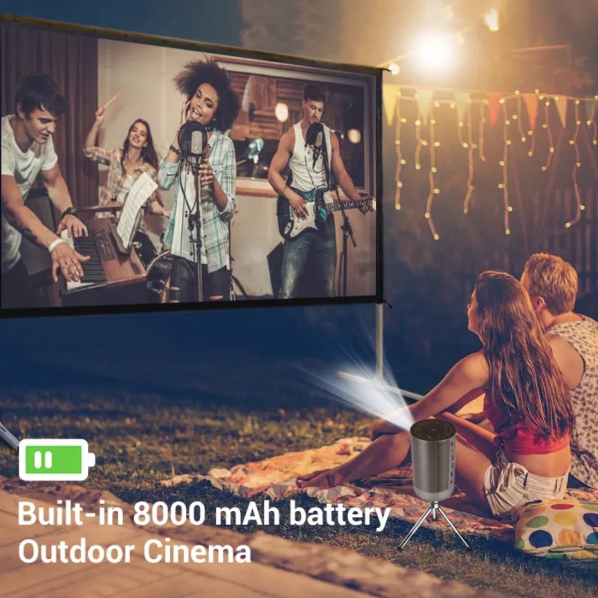 3D Battery Projector 10000 Lumens 1080p Rechargeable