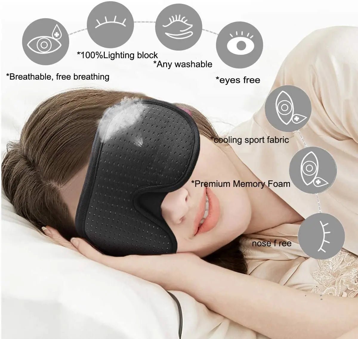3D Mask for Sleep Eye Mask Lights Blockout Soft Pad - Supersell