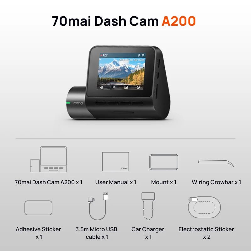 70mai Dash Cam A200 Dual - channel Record 24H - Supersell
