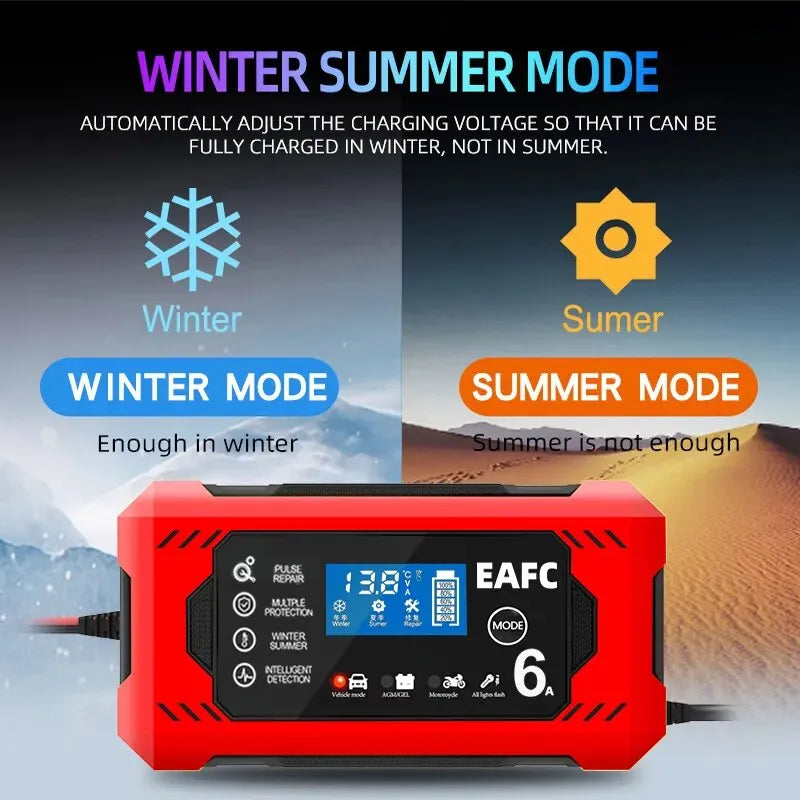 Car Battery Charger 6A 12V Car with LCD Display - Supersell