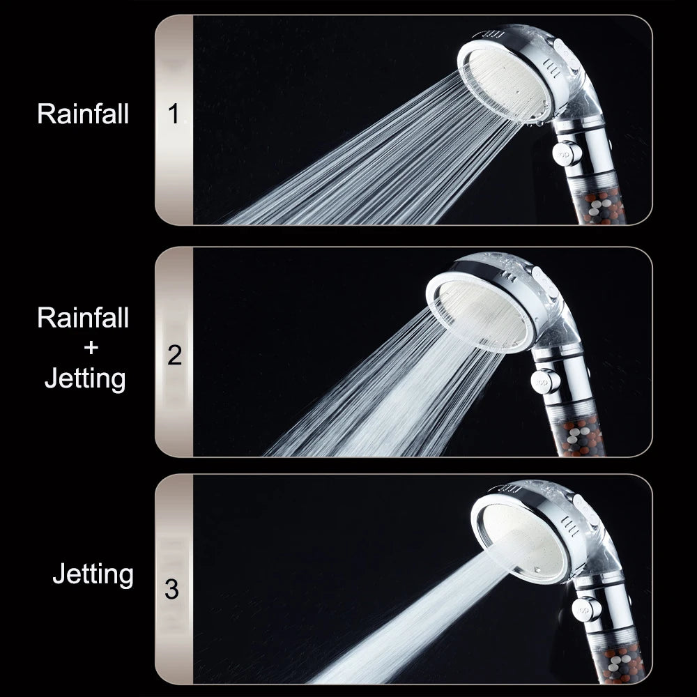 Ionic Mineral Anion 3 Modes Handheld Bathroom Shower head - Supersell 