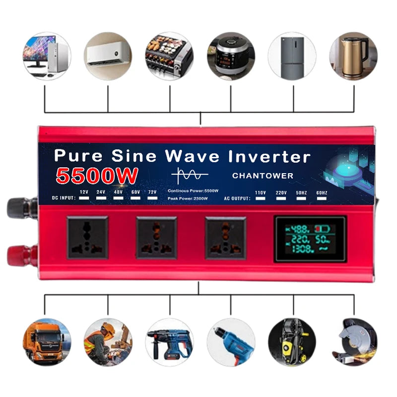 Pure Sine Wave Inverter DC 12v/24v/48v To AC 220v Voltage Converter Car Power Inverter - Supersell 
