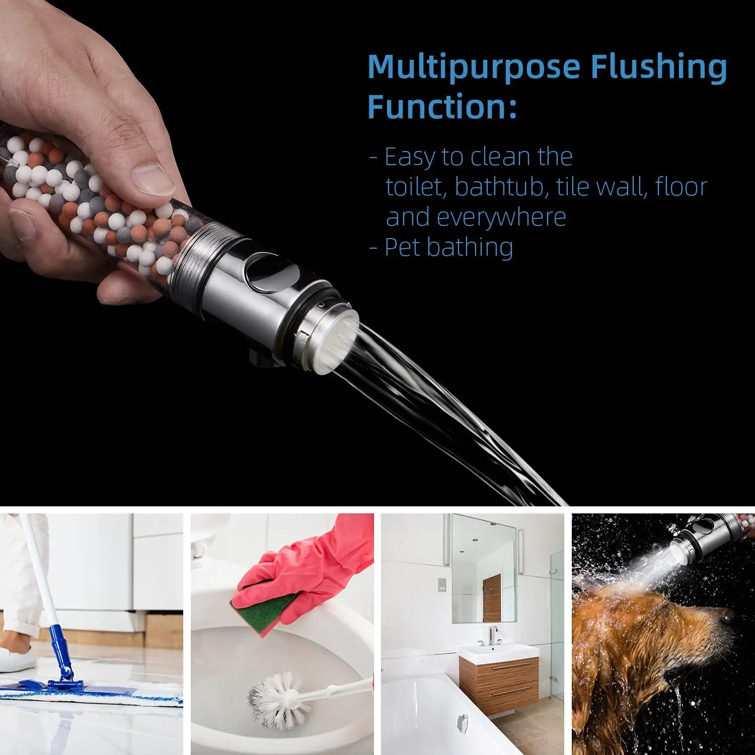 Ionic Mineral Anion 3 Modes Handheld Bathroom Shower head - Supersell 