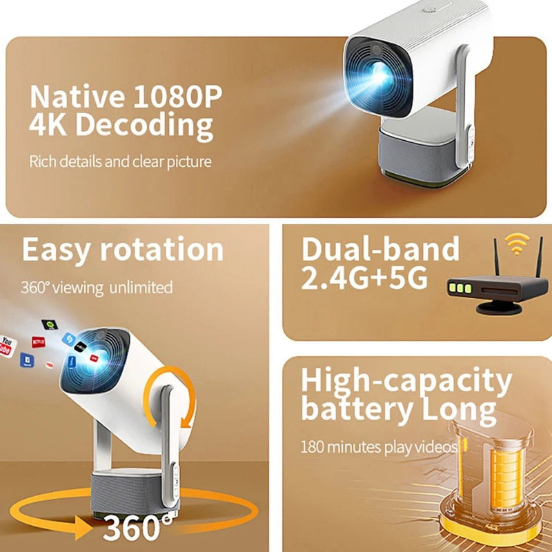 Battery Projector HDR10 Beamer Support 4k 1080p - Supersell