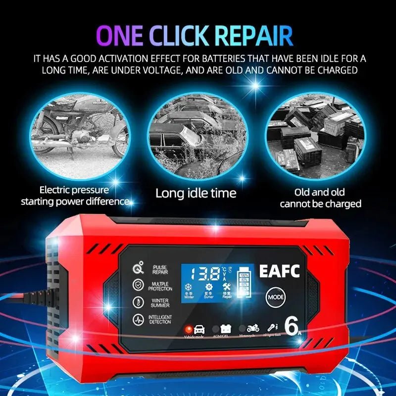 Car Battery Charger 6A 12V Car with LCD Display - Supersell