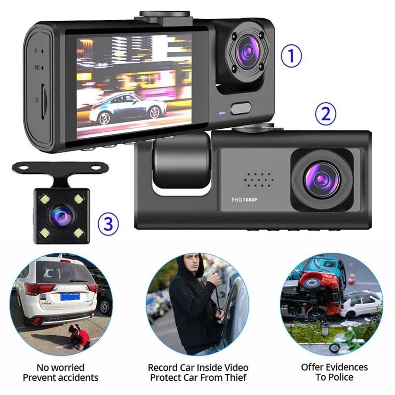 24/7 Car Dash Cam: Front, Rear & Inside View in Super HD Quality