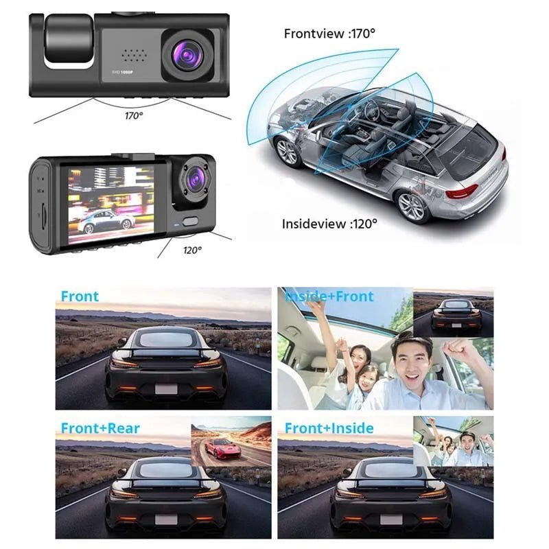 24/7 Car Dash Cam: Front, Rear & Inside View in Super HD Quality