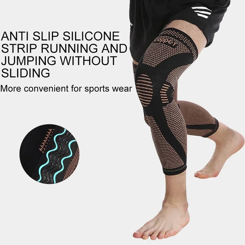 Full Leg Copper Compression Knee Sleeves Support - Supersell