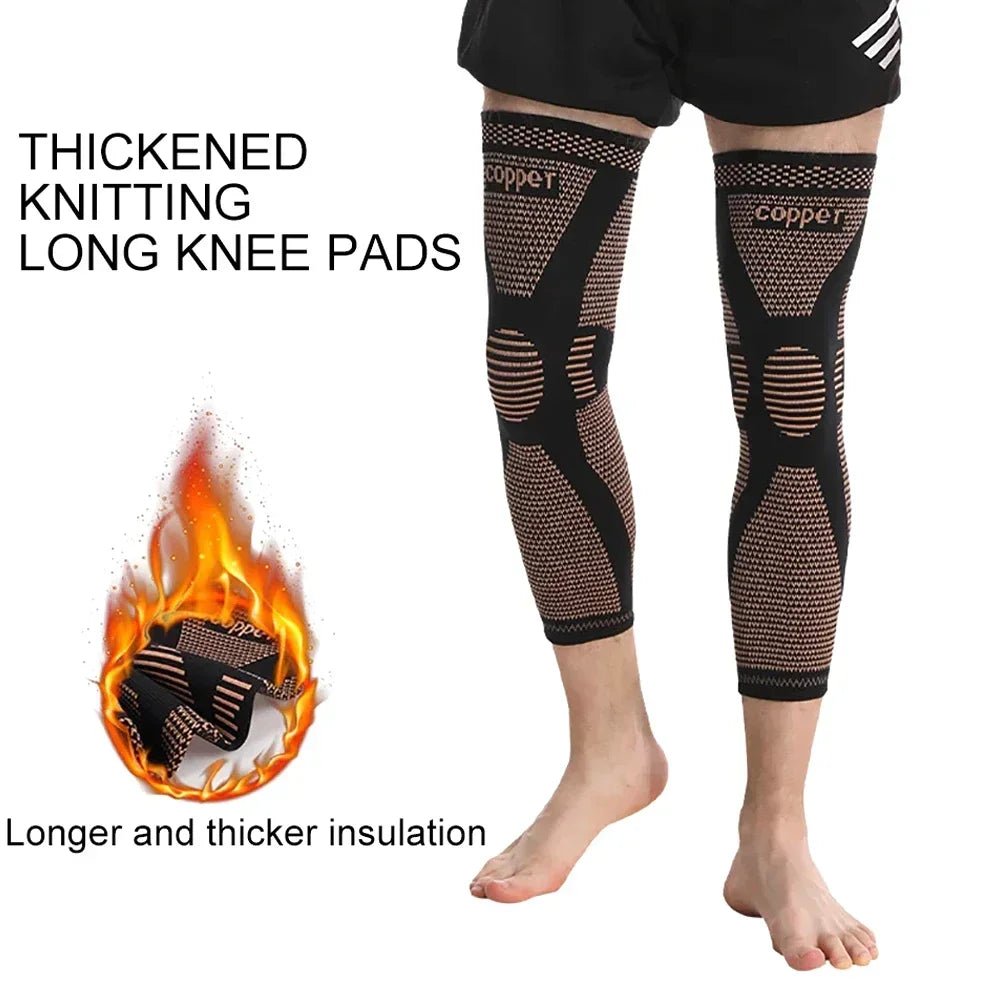 Full Leg Copper Compression Knee Sleeves Support - Supersell