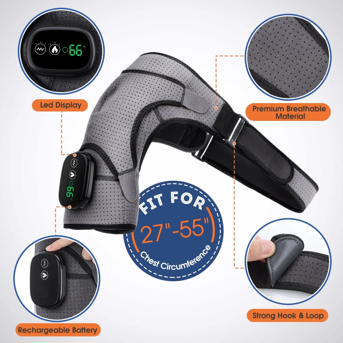 Heating Vibrations Shoulder, Neck, & Back Massage Brace 3 Levels Physiotherapy Therapy - Supersell