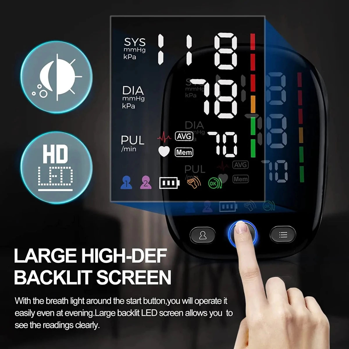Kingclinic Blood Pressure Monitor Upper Arm Automatic BP Cuff Machine - Supersell