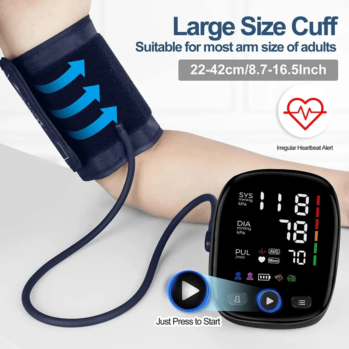 Kingclinic Blood Pressure Monitor Upper Arm Automatic BP Cuff Machine - Supersell