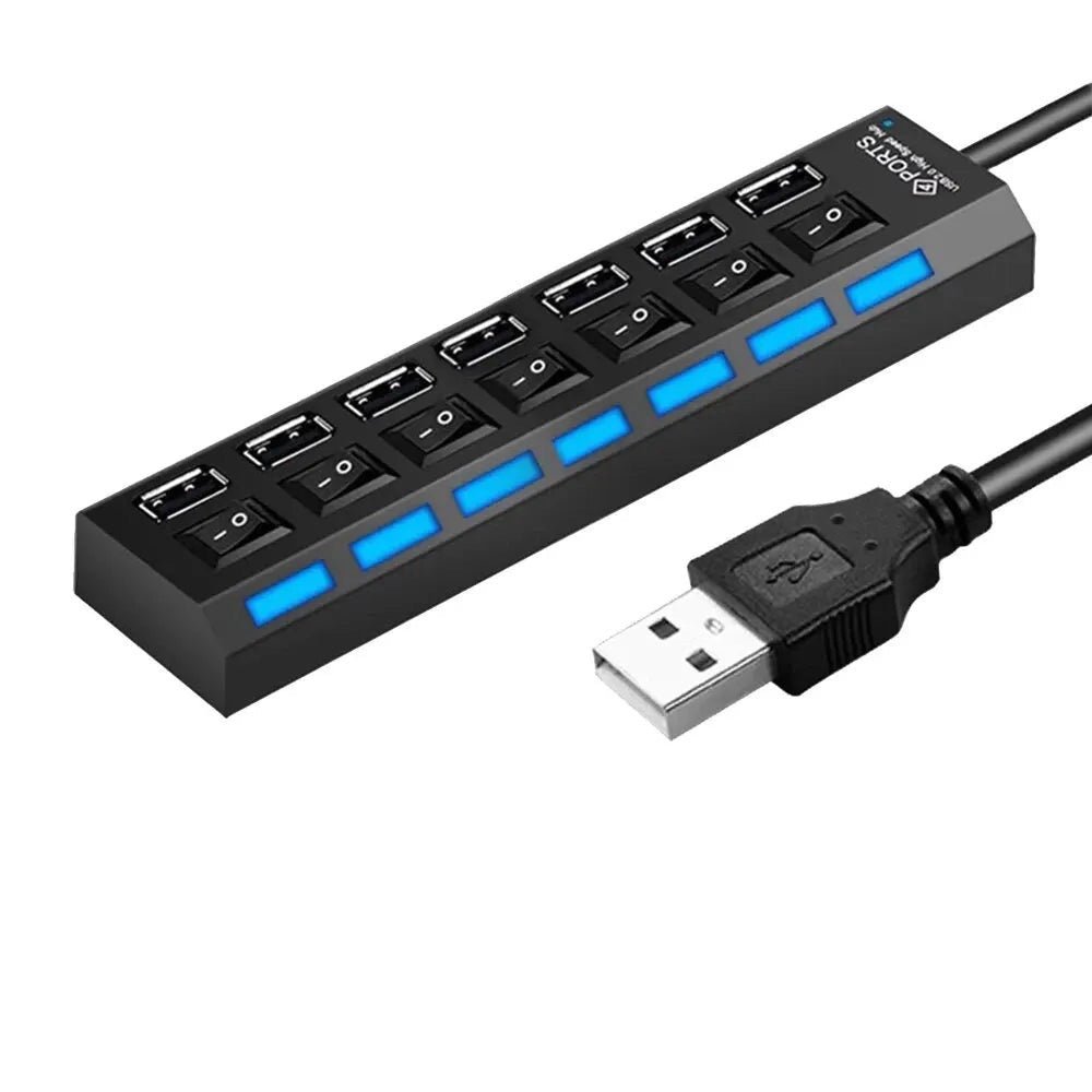 Multi USB Splitter Hub - 4/7 Ports | Power Adapter Compatible