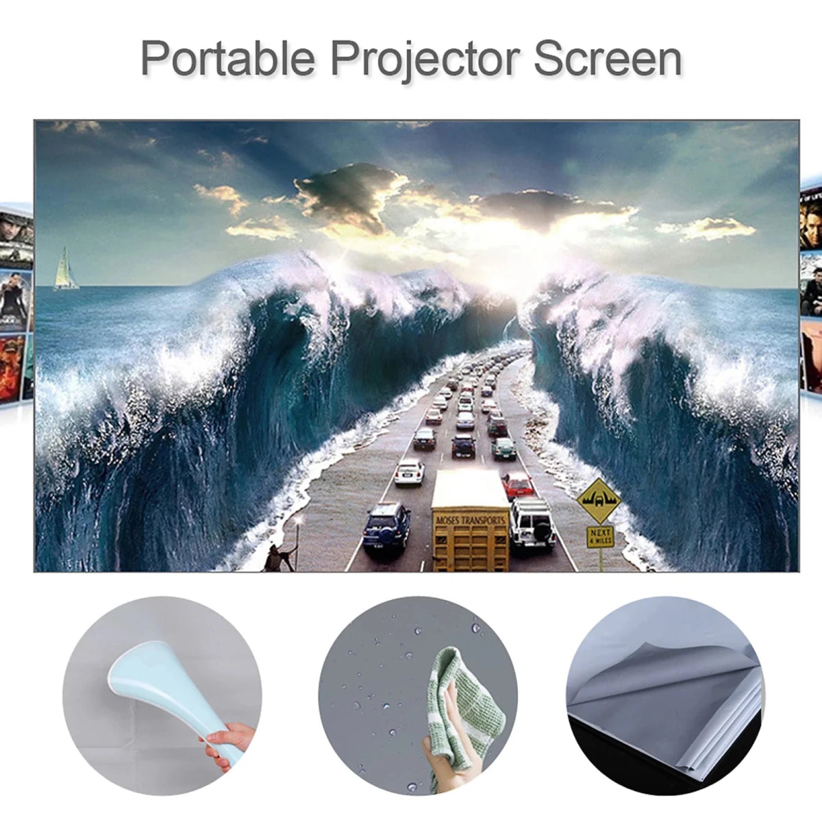 Portable Projector Screen Cloth Anti - Light Screen for Home Outdoor Projector - Supersell