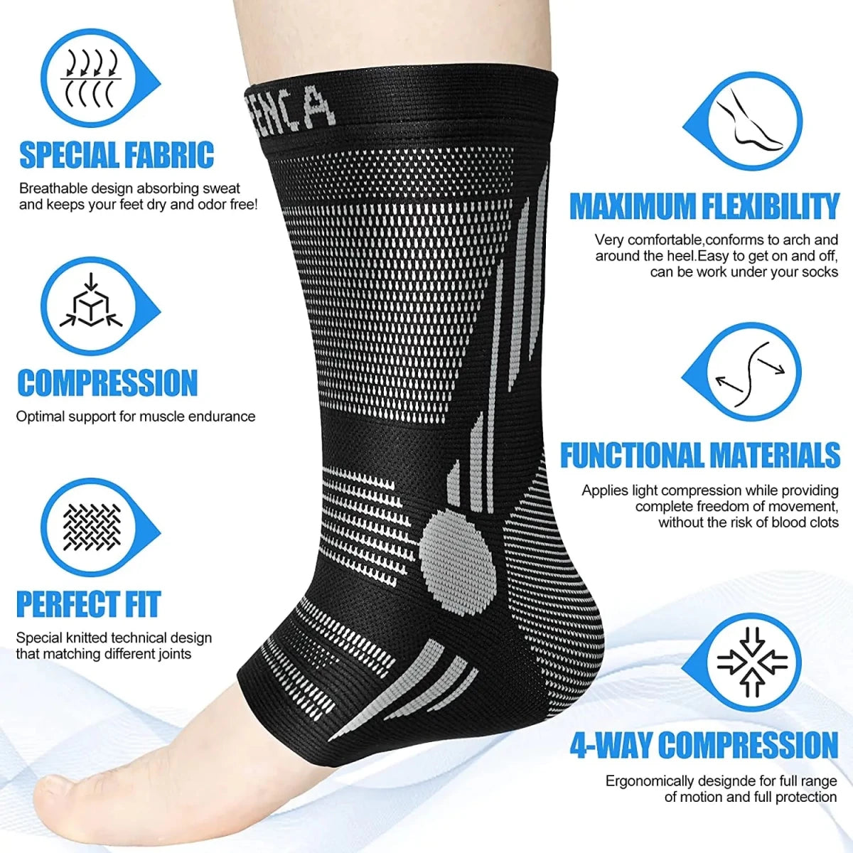 Premium Ankle Compression Sleeve for Plantar Fasciitis Relief - Supersell
