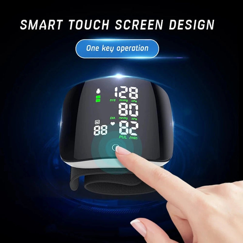 Smart Touch LCD Screen Chargeable Voice Wrist Blood Pressure Monitor - Supersell